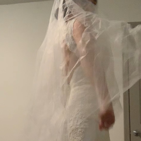 Long Lace Cathedral VERA WANG VEIL for SALE main image 5
